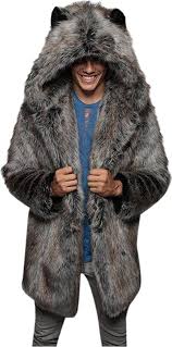 N C Mens Faux Fur Coat Jackets With