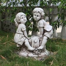 Boy Girl Seesaw Garden Statue
