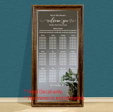 Custom Wedding Table Seating Chart Plan Sticker Vinyl Decal Sign Removable