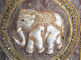 Thai Elephant Sequined Embroidered Wall