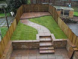 Tiered Garden With Paved Path And Steps