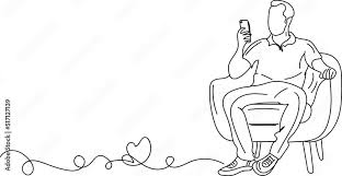 sketch drawing of man sitting on couch