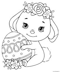 20 best happy easter coloring pages for adults. Cute Easter Bunny With Egg Coloring Pages Printable