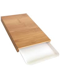 bamboo chopping board with plastic tray