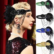 1920s makeup party feather headband