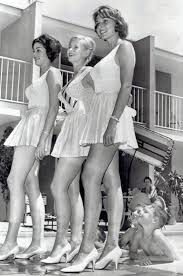 three boys and three beauty pageant contestants  boys at beauty contest 1960