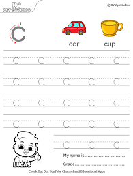 lowercase letter c tracing worksheets