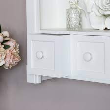 White Wooden Wall Shelves With Drawer
