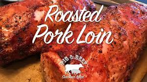roasted pork loin on a traeger wood