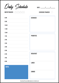 daily schedule templates for top