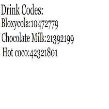 Find a lot of unique ids and numbers for periastron, boombox, infinity gauntlet, kohls admin house and car gear in roblox. Drink Codes Roblox