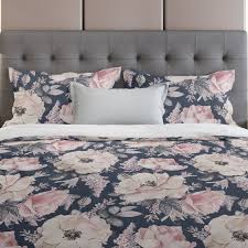 navy and pink watercolor fl bedding