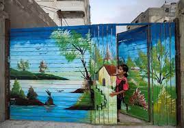 Outdoor Mural On A Wooden Fence