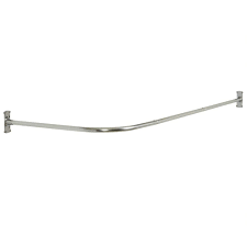commercial no rust 66 in aluminum l shaped shower rod with vertical ceiling support in polished chrome