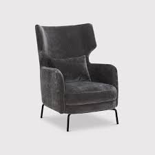 Coal Grey Curved Fabric Accent Chair