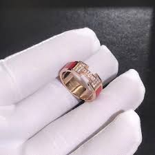 Inspired Hermes Clic H Red Enamel Ring 18k Rose Gold Set