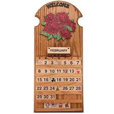 Red Roses Wooden Perpetual Calendar