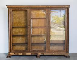 Veneered Oak Bookcase With Glass Front