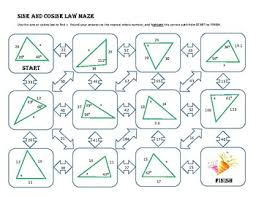When given angles and/or sides of a triangle, you can find the remaining angles and side lengths by using the law of cosines and law of sines. Sine And Cosine Law Maze Worksheet By Renee Northrup Tpt