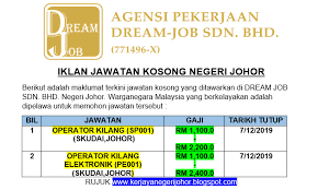 Mencari yang betul2 berminat sahaja!! Terkini Iklan Permohonan Online Jawatan Kosong Dream Job Sdn Bhd Di Negeri Johor