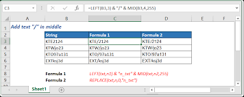 excel formula add text in middle