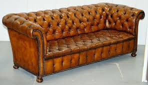 brown leather sofa horse hair