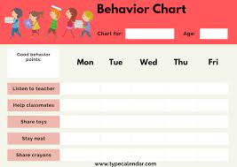 free printable behavior chart templates