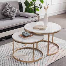2 Pieces Nest Coffee Table Marble Top
