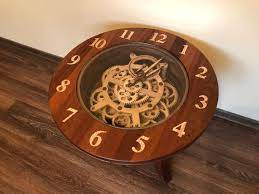Coffee Table With Wooden Gears Clock