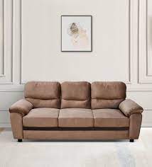 rolled arms 3 seater sofas rebecca fabric 3 seater sofa in brown colour pepperfry