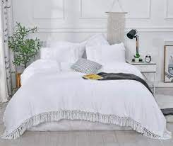 ytown white ruffle tassel comforter