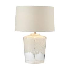 Tall Glass White Patterned Table Lamp