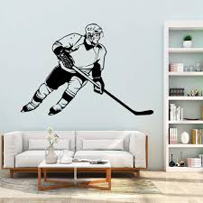 Boy room hockey stick room hat rack hockey kids room boys bedrooms hockey room bedroom design. Jiushivr Hockey Player Vinyl Wall Stickers Wall Decor For Kids Rooms Living Room Decoration Wall Decals Creative Stickers M L 43cm X 62cm Buy Online In Barbados At Barbados Desertcart Com Productid 197230243