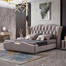 luxury light gray leath aire queen bed