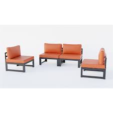 Armless Patio Chairs With Orange Cushions