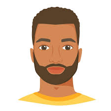 young black man face with beard male