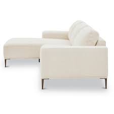 Poly And Bark Rue Left Facing Sectional Sofa In Crema White Boucle