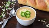 cheese soup with jalapeo pesto