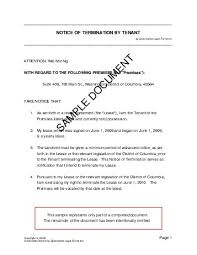 notice of termination by tenant