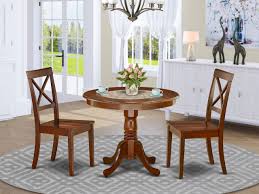 72 rustic solid wood dining table, gray by walker edison. Anbo3 Mah W 3pc Round 36 Inch Dining Table And A Pair Of Wood Seat Kitchen Chairs East West Furniture