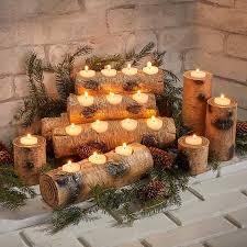 Woodland Log Tea Light Candleholders In