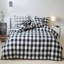 stylish black plaid bedding set soft