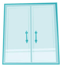 Glass Doors Cartoon Icon Glossy Clean