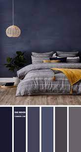 dark blue and grey bedroom