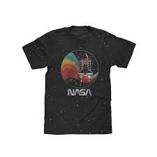 Just one of millions of high quality products available. Tee Luv Tee Luv Retro Nasa Worm Logo Space Shuttle T Shirt Black Confetti Walmart Com Walmart Com