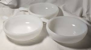 Vintage Glasbake Milk Glass Bowls With
