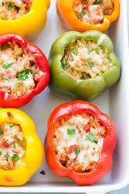 If you don't like goats' cheese these they also work well with feta. Stuffed Peppers