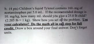 solved children s liquid tylenol