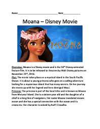 Moana's te fiti's kakamora's tamatoa's 3) what baby animal does moana rescue as a toddler? Moana Movie Questions Worksheets Teaching Resources Tpt
