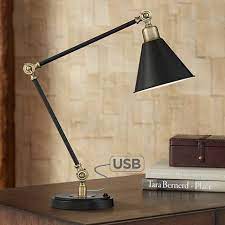 Frequent special offers and discounts up to 70% off for all products! Wray Black Antique Brass Adjustable Desk Lamp With Usb Port 56f23 Lamps Plus Desk Lamp Adjustable Desk Lamps Study Lamps
